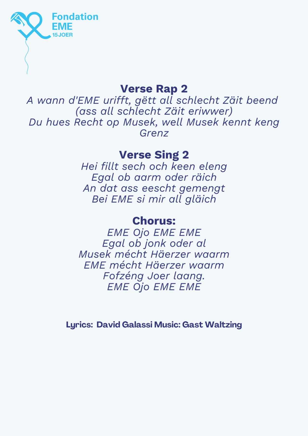 Liedtexte der EME SONG 2