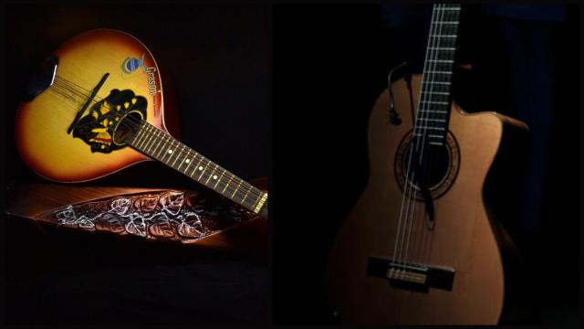 A mandolin and a guitar in chiaroscuro