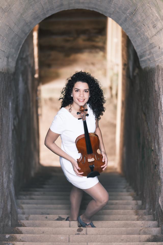 Woman holding a viola 